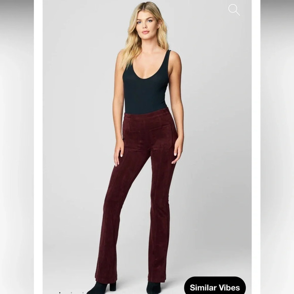 Blank NYC Roasted Eggplant High Waist Faux Suede Boot Cut Flare Pants, Size 30 - Picture 2 of 10